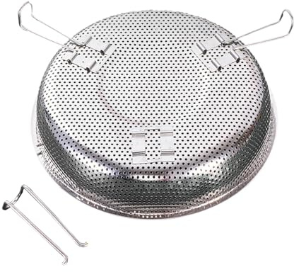 Rejilla de vapor malla fina, cesta drenaje for lavar arroz, colador for frutas con soporte desmontable, vaporera verduras acero inoxidable para Dumpling Momo(19.2cm)
