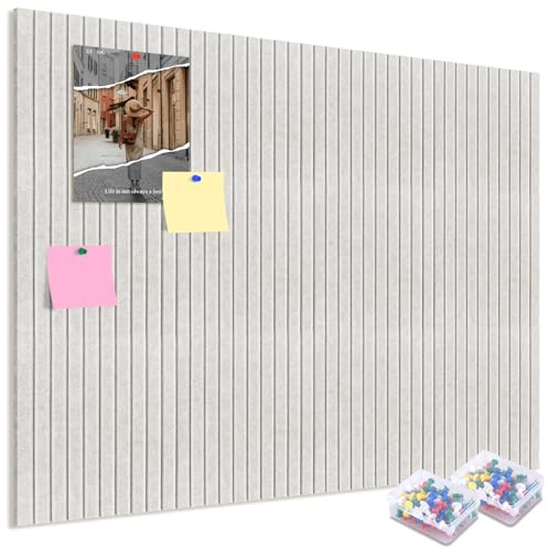 ALANGDUO Corcho Pared Grande, Tablero de Corcho 120 x 90 cm, Tablero de Anuncios con Clavijas, Grosor de 0.9 cm, Apto para Oficina, Cocina, Pared de Fotos y Panel de Recordatorios, Beige Claro
