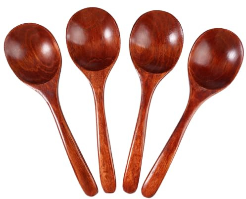 4 Stück HolzlöFfel Klein, 20 x 5.5cm für Zuhause, Küche,Partys,Restaurants
