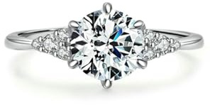 Ayoiow Einfach Goldringe Damen 750 mit 1ct Laborgezüchteter Diamant, Vorsteckring Gold Damen, 18 Karat Weißgold Größe 52 (16.6)