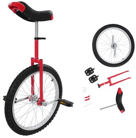 ROGONPDK Monociclo de 20 pulgadas, monociclo con 2 pedales, monociclo para adultos, altura ajustable, monociclo para exteriores, para trabajadores de oficina, entusiastas del ciclismo y otros (rojo)