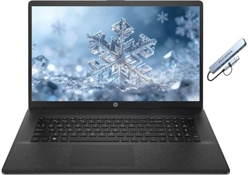 HP 17.3 Business Laptop Computer, Intel 10-Core i5, 4GB RAM 256GB SSD, Windows 11 with AI Copilot Ready, Numeric Keypad, Camera Privacy Shutter, PLUSERA 8-in-1 Hub Included, Jet Black