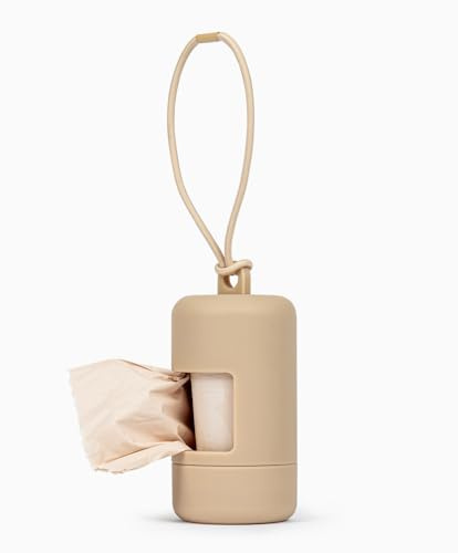 apaw® Kotbeutelspender, Spener für Kotbeutel für Hunde, Unparfümiert, auslauf- und kratzsicher, Soft-Touch Beschichtung, inklusive Kotbeutel (Cream)
