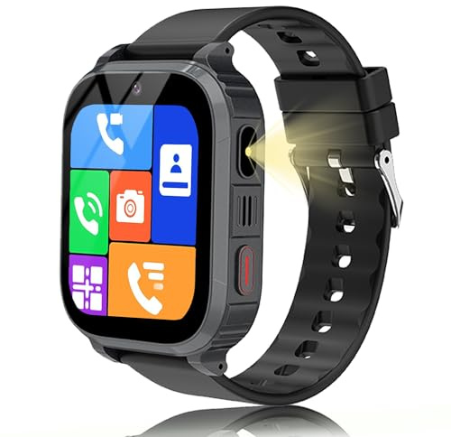 GPS Montre Connectée Enfant, Montre Bracelet Enfant 4G avec Appel, SOS, Chat Vidéo WiFi, GPS Localisation, Mode Classe, Réveil, 7 Jeux, 10 Contacts, SMS, IP68 Smartwatch Telephone Ado Enfants Cadeau