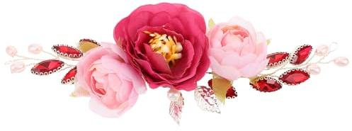 Brautkopfschmuck Pfingstrosenblumenkranz aus Stoff und Metall | Leichter Haarreif mit Realistischen Blüten, Vielseitig für Outdoor Hochzeiten, Fotoshootings im Vintage Stil