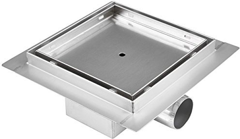 VILSTEIN© Duschrinne, Quadrat, Befliesbar, 15x15 cm, Siphon mit Geruchsstop und Haarsieb, Quadratisch, Edelstahl Ablaufrinne, Bodenablauf, Duschablauf, Komplettset mit Bodenbefestigung