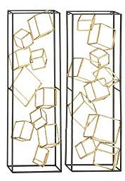 KunstLoft Wanddeko Metall | 100% HANDGEFERTIGT | 31x92x5cm | Wandbild Metall 'Tumbling Dices' | Abstrakte Skulpturen | Gold | Wandskulptur | Metalldeko Wand Wohnzimmer
