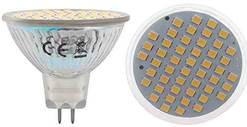 GLMING MR16 G5.3 48-2835 SMD-LED-Leuchtmittel, 3 W, G5.3, Bi-Pin-Sockel, Lampe Spot, AC 12 V/DC 12-24 V, warmweiß, 2er-Packung, GU5.3