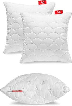 Softimi Kopfkissen Schlaffkissen Bettkissen Gestepptes Premium Kissen 2er Set 45x45 cm Antiallergisch - Anti-Milben - Geruchlos sofort verwendbar - Mit Härteeinstellung (2er Set 45x45 cm)