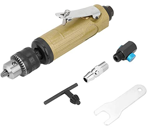 Paullice Taladro eléctrico de aire, Taladro neumático-3/8 Taladro de mano recto Herramienta de perforación neumática 22000 rpm Amoladora de aire para la industria