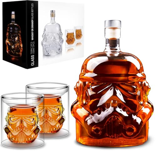 Jarra de whisky con 2 vasos, vasos de whisky, jarra de whisky para vino, licor, escocés, borbón, brandy, 750 ml