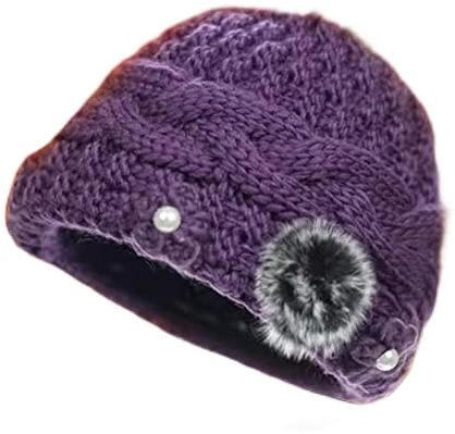 guaizhou Warme Wintermützen für Frauen mit Fleece gefütterte Slouchy Wintermütze Strickmütze mittleren Alters und ältere Mütter