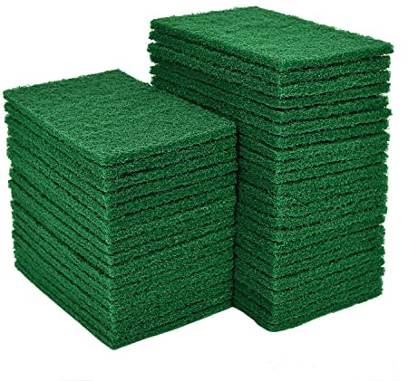 YoleShy 20 PCS Scouring Pad, Dish Scrubber Scouring Pads, 4.5 x 6 inch Green Reusable Household Scrub Pads for Dishes, Kitchen Scrubbers & Metal Grills