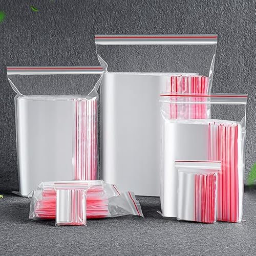 Flyoo 100 Pezzi Sacchetti Plastica Richiudibili, 15x22 cm Bustina con Chiusura a Zip Riutilizzabile, Lspessimento E Resistente, per Cibi Secchi, Dolci, Regalo