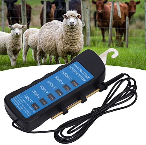 Digital Electrical Fence Neon Fence Tester Voltage Meter,Electric Fence Voltage Tester, 10000V Fault Finder Farming Equipment, Electric Fence for Livestock,Gardening Tools with 6pcs Light for Farm