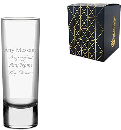 Personalised Engraved Tall Vodka Shot Glass, 2oz/59ml, Any Message, for Any Occasion Such as Birthdays, Weddings, Christmas, Easter, Graduation, Engraved in The UK