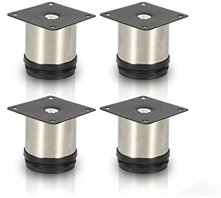 Randaco 4er Set Möbelfüße Höhe 50 mm Edelstahl Sockelfüße für Möbel, Küchenschränke Tischfuß Schrankfüße Belastbar bis 250 Kg