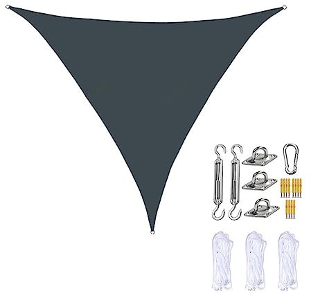 Voile Ombrage Triangle ， Bloque 90% Rayons UV Toile Dombrage Triangulaire ， pour en Plein Air, Jardin and Terrasse,DarkGray-2m/6ftx2m/6ftx2m/6ft