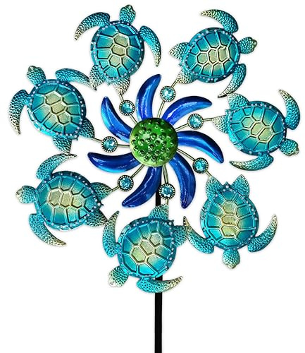 COOZZYHOUR 39 Sea Turtle Wind Spinners Garden Stake-Ocean Theme Outdoor Decorations- Metal Stake Yard Spinner-Wind Sculpture Yard Art Decorations for Patio,Swimming,Lawn & Garden Decor