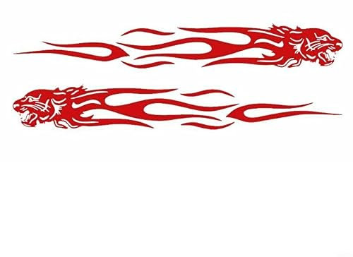 2Pcs Reflektierende Auto Streifen Aufkleber, Lustige Auto Zubehör, Drache Flamme Totem Auto Motorrad Kreative Abziehbilder Aufkleber