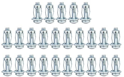 harayaa 25 Tuercas de Pétalo, Tuercas de Rosca para Tapón de Expansión de Metal Anclajes de Pared Huecos Cortos y Largos Anclajes de Tornillo Remaches de Pétalo Tuerca para C, 6x25