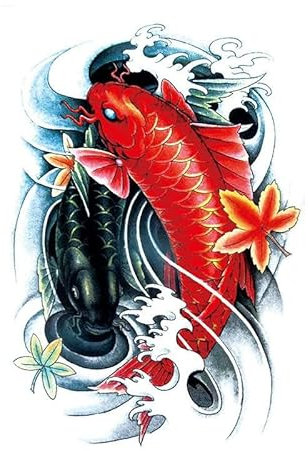 2 Uds Pegatinas De Tatuaje De Espalda Completa Impermeables Pegatinas De Tatuaje Temporal De Espalda Completa Imagen Grande De Carpa Geisha