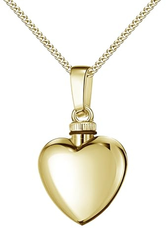 JEVELION Asche Herz 585 Gold Ascheschmuck zum Befüllen Ascheanhänger mit Halskette und Schmuck-Etui