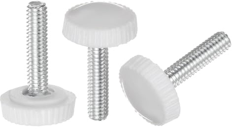 QUARKZMAN 20 stycken M4 x 20 mm gängknappar med räfflat handtag, tumskruvar klämknappar, plasthandtag, handknappar med gängstift, vit