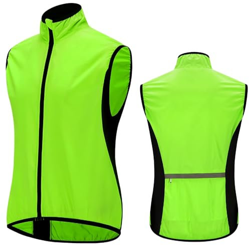 SMTSEC Fahrradweste Herren Damen Reflektierend Winddicht Windstopper Laufweste Wasserdicht Atmungsaktiv MTB Warnweste Fahrrad Ärmellose Weste Jacke Radweste Leicht Softshellweste Sportweste,Green-L