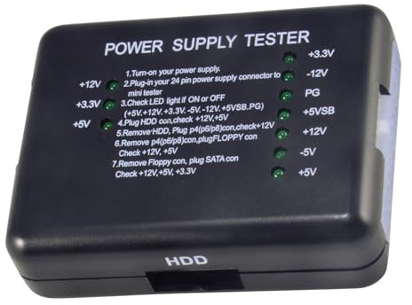 MOOKEENONE 20PIN/24PIN ATX Power Supply Tester for SATA,IDE,HDD,ATX,ITX,BYI