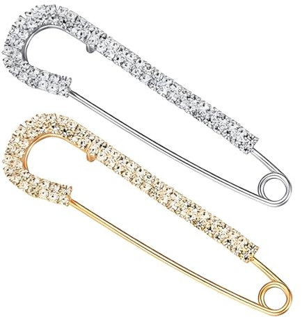 Reccisokz 2 Stück Kleid Schmuck Brosche,Brosche Damen Schal Clip Pullover Faux Kristall Perle Brosche,Damen Hemd Sicherheitsnadel Clip,2 Stile