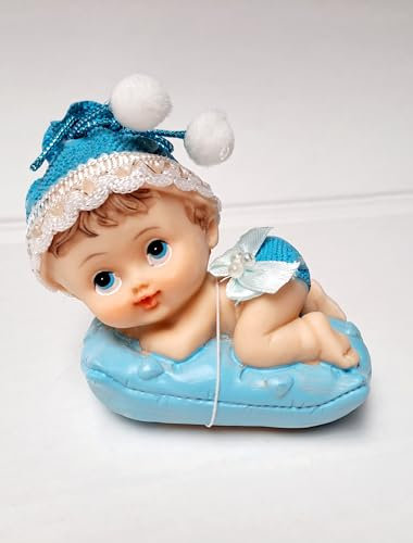 PartyDeco Torten Figur in Form eines Jungen mit einem Kissen Taufdekoration Baby Shower Gender Reveal Party Tischdekoration Tortenaufleger Tortendekorationen Tortendekorationen
