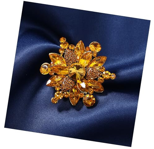 Blume Brosche Damen Art Deco Marquise Strass Pin für Kleidung Smaragd Farbe Antik-Gold-Ton