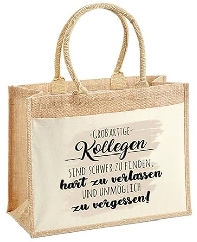 LIEBTASTISCH - Nachhaltige Jutetasche - Großartige Kollegen sind schwer zu finden - Geschenkidee zum Abschied - Abschiedsgeschenk - Arbeitskollegin (M - 30x30x19 cm)