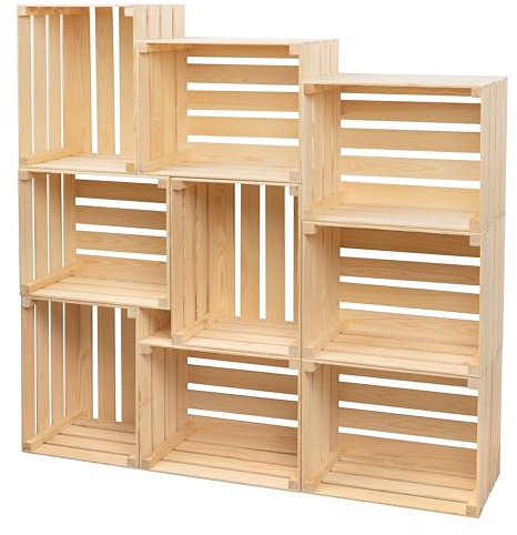 PINEEA Cajas de Madera Grandes - Frutero Madera - Decorativas Cajas de Vino – Naturaleza Vintage Caja de Madera 50x40x30