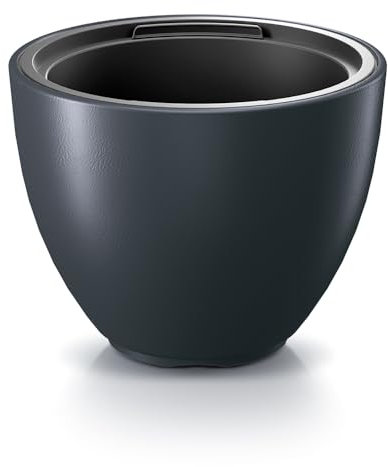 Tymar Blumentopf mit Einsatz, Blumenkübel aus Kunststoff, Übertopf, Pflanzkübel Gross(Anthrazit DBHEM,ø 30 cm)