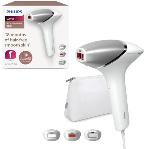 Philips Lumea IPL 8000 Series Haarentfernungsgerät mit SenseIQ Technologie – Alternative zur Laserhaarentfernung – 3 Aufsätze für Körper, Gesicht & Präzisionsbereiche (BRI946/00)