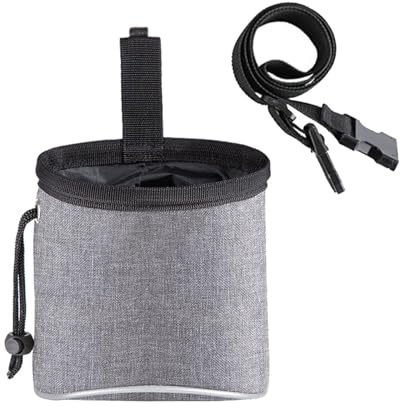 Hinapan 1 Stück Futterbeutel für Hundetraining, Hundetrainings-Leckerli-Beutel mit Verstellbarem Hüftgurt, Tragbare Hunde Leckerli Tasche, Multifunktionaler Futterbeutel mit Kotbeutelspender (Grau)