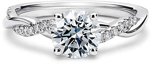 Molioaki Verlobungsring Damen Weißgold 9K(375) Unendlicher Ring Diamantring 1 Karat Brillantschliff 5A Zirkonia Weißgold Eheringe Damen Verlobung Hochzeit Geschenk mit CZ