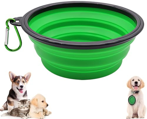 1 Stück Faltbare Reisenäpfe,Haustier Hundenapf mit Haken Tragbare Silikon Trinkschale für Katzen,Hunde Reise Wanderungen and Camping,Faltbarer Hundenapf für unterwegs