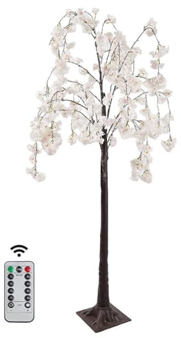 AoLa Künstliche Sakura Baum Lichter 180cm, 500 LED Warmweißer japanische Pink Kirschblütenbaum Lichter 8 Lichtmodi mit Fernbedienung und USB Stecker Kirschblüten Dekoration Lampe Innen Außen,1.8M