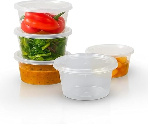 We Can Source It Ltd – Round Plastic Containers with Snap-On Lids 16oz – Food Grade Clear Storage Pots for Hot & Cold Food – Microwave & Freezer Safe – Ideal for Takeaway & Meal Prep - Pack of 50