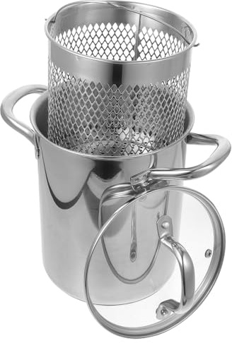 POPETPOP Sartén Freidora Retiene Bien el Calor con Cesta para Escurrir Aceite de Acero Inoxidable Adecuado para Freír Alimentos en Cocina Eléctrica