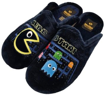 Genérico Zapatillas de Casa para Hombre, Pantuflas de Felpa con Diseño de Videojuegos Retro, Calzado Interior Cómodo (48, Sistema tallas calzado EU, Adulto, Hombre, Números, mediano, 48)