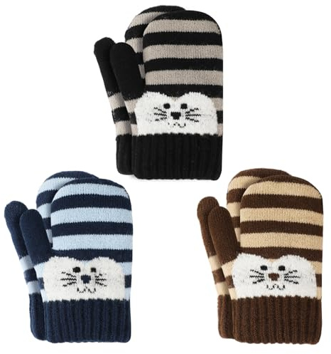 TAGVO Guanti in Maglia a Dita Intere per Bambini 1-5 Anni, Guanti Magici in Lana Pile da Sci Ciclismo Carini, Caldi, Antivento e Resistenti Al Freddo per Ragazzi e Ragazze