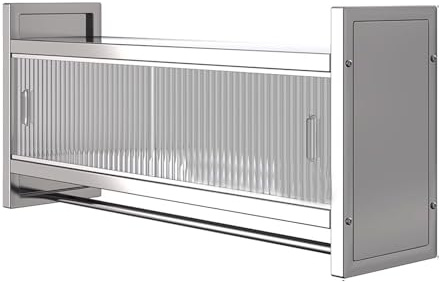 Armoire Cuisine Meuble Suspendu Salon en Acier Inoxydable avec Porte Coulissante Et Barre De Suspension for Bureau, Atelier, Garage Armoire Metallique Rangement(90 * 32 * 46cm)