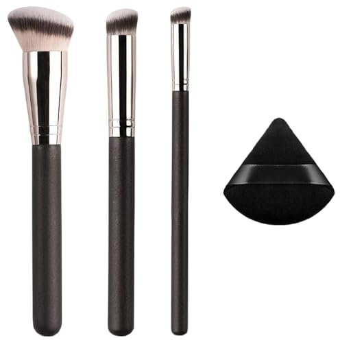 DOKRIN Pennelli per trucco viso 3 pennelli da trucco professionali con piumini da cipria, inclusi un pennello per fondotinta e un pennello per correttore, per applicare il fondotinta