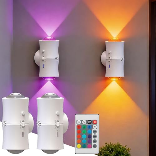 Kertaym 2 Stück Nachtlicht mit Bewegungsmelder, 13 Farben LED Lampe mit Bewegungssensor, 1200mAh Akku, 5 Helligkeitsstufen, 4 Modi & Timer, Smarte Beleuchtung für Flur/Badezimmer/Kinderzimmer (A)