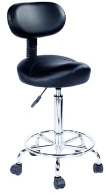 Sadelpall med ryggstöd, ergonomiskt utformad sadelstol, justerbar i höjdled, 440 kg viktkapacitet, lämplig for hem och kontor(Black)