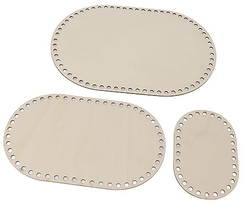 ZDETGU Ovaler Korbboden aus Holz Zum Basteln, 3-teiliges Set für Häkeltaschen, Strickzubehör und Körbe. Stabiler Holzboden für Webprojekte und Wiederverwendbar